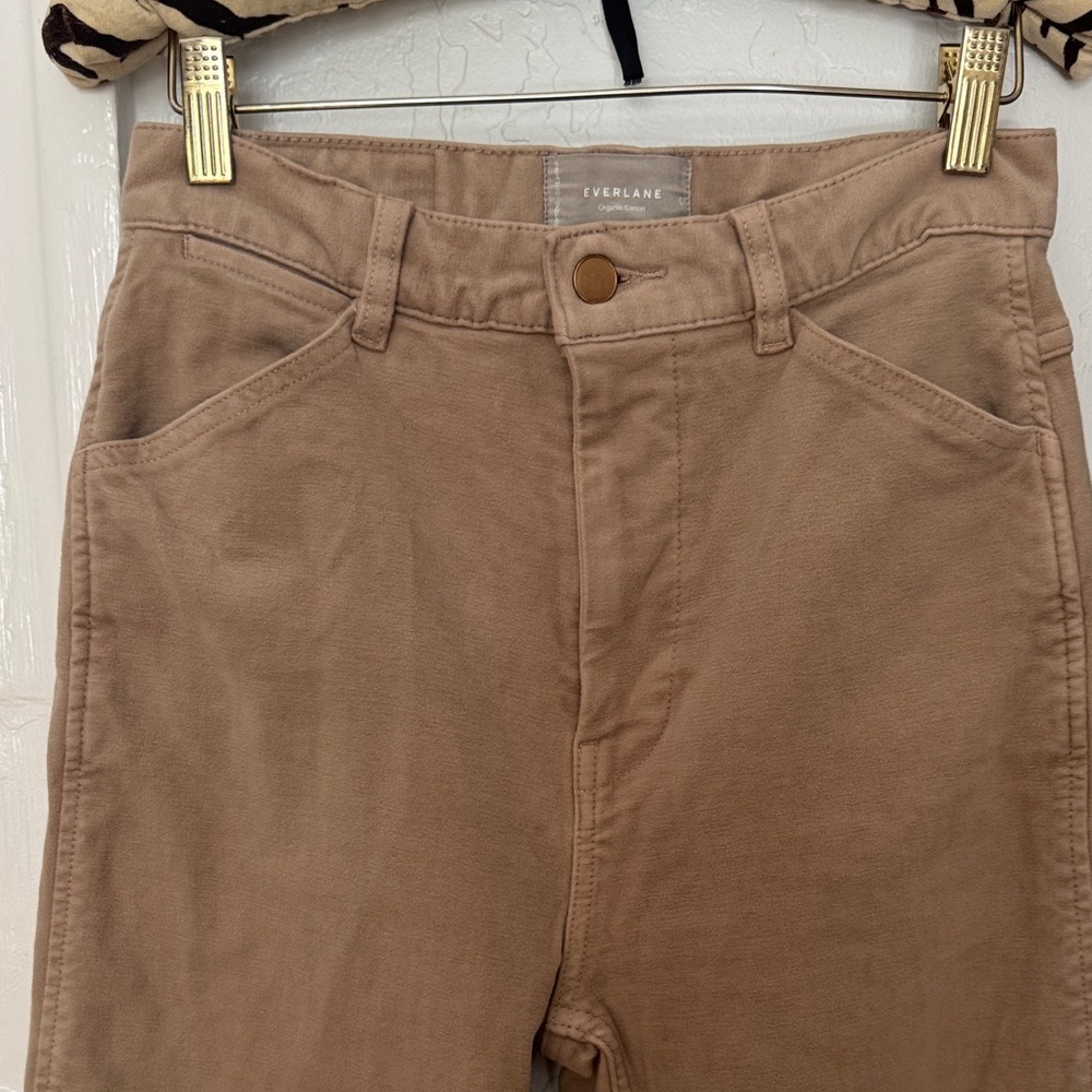 Everlane Velvet Straight Leg High-Rise Pants in Tan Cream Beige Women's Small XS